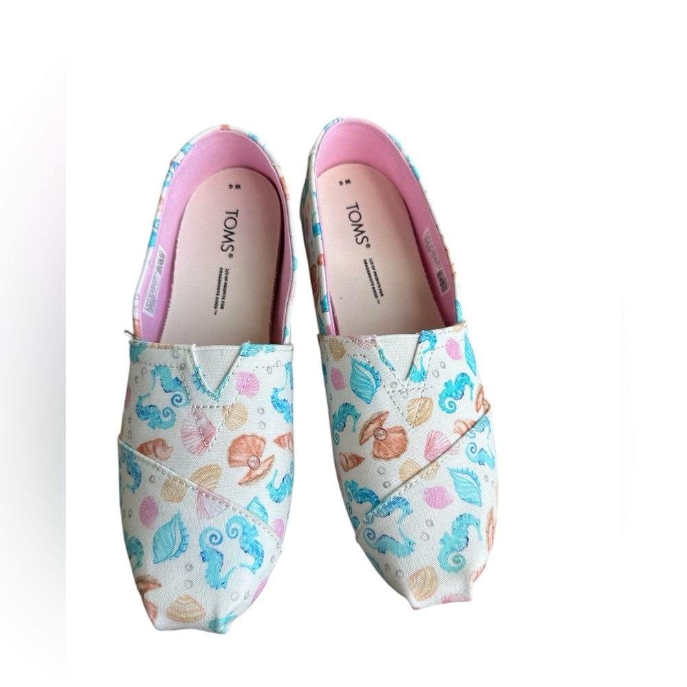 TOMS Women's Alpargata Natural Seashell Print Slip Ons - Picture 4 of 12